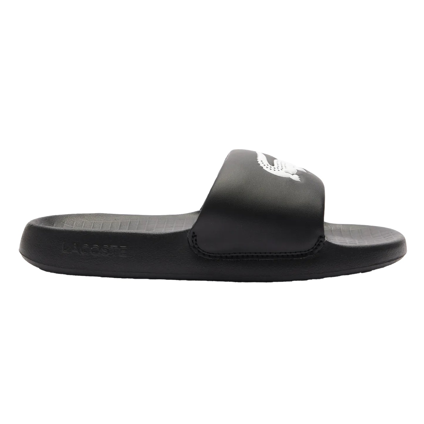 Black-White - Front - Lacoste Childrens-Kids Serve 1.0 Synthetic Sliders