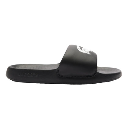 Black-White - Front - Lacoste Childrens-Kids Serve 1.0 Synthetic Sliders