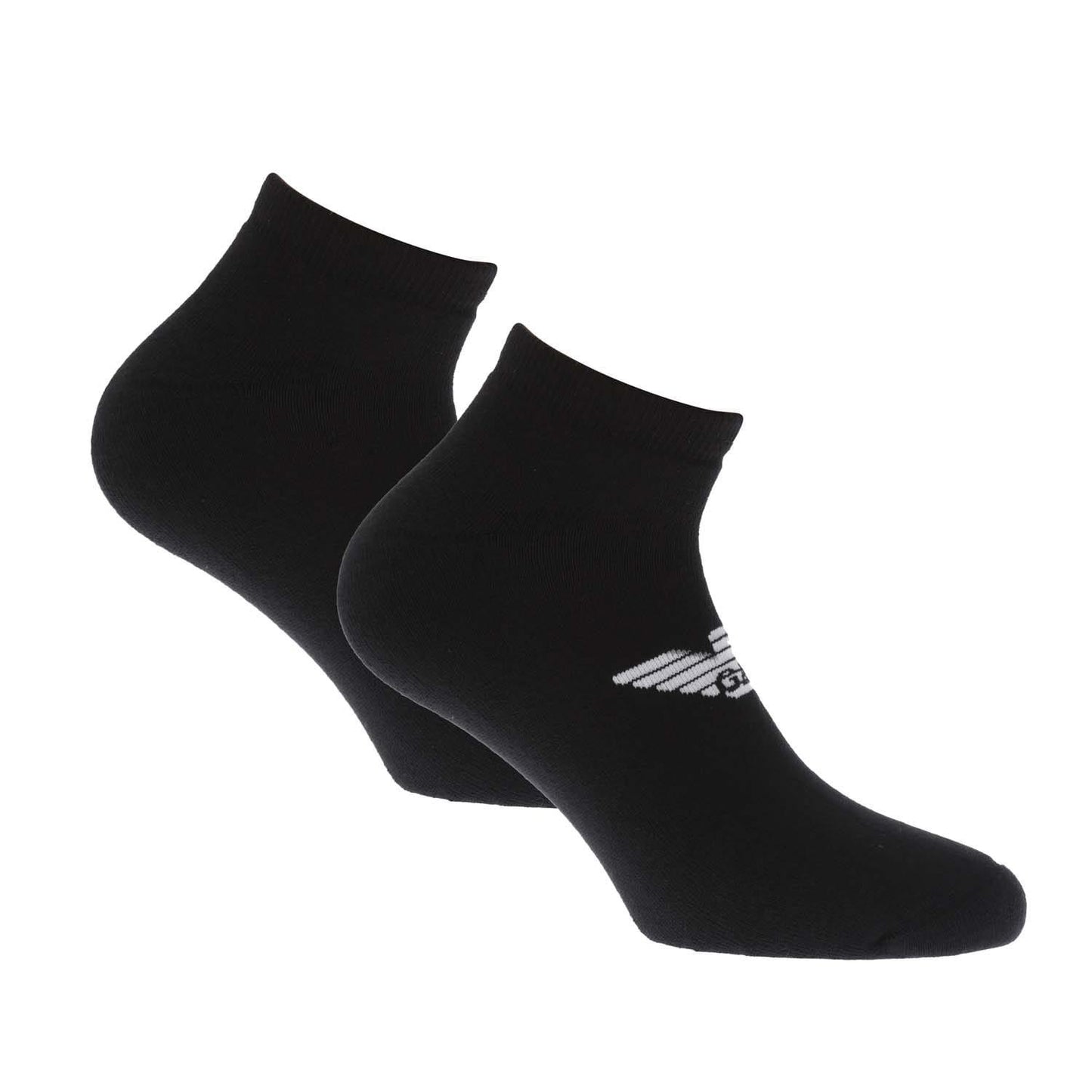 Black - Front - Emporio Armani Unisex Adult Logo Socks (Pack of 2)