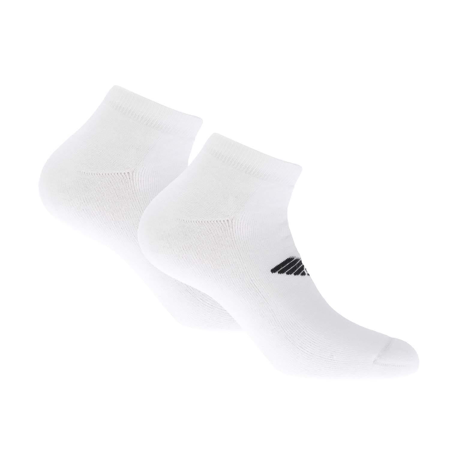 White - Front - Emporio Armani Unisex Adult Logo Socks (Pack of 2)