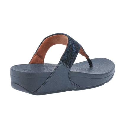Navy - Back - Fit Flop Womens-Ladies Lulu Glitz Toe Post Sandals