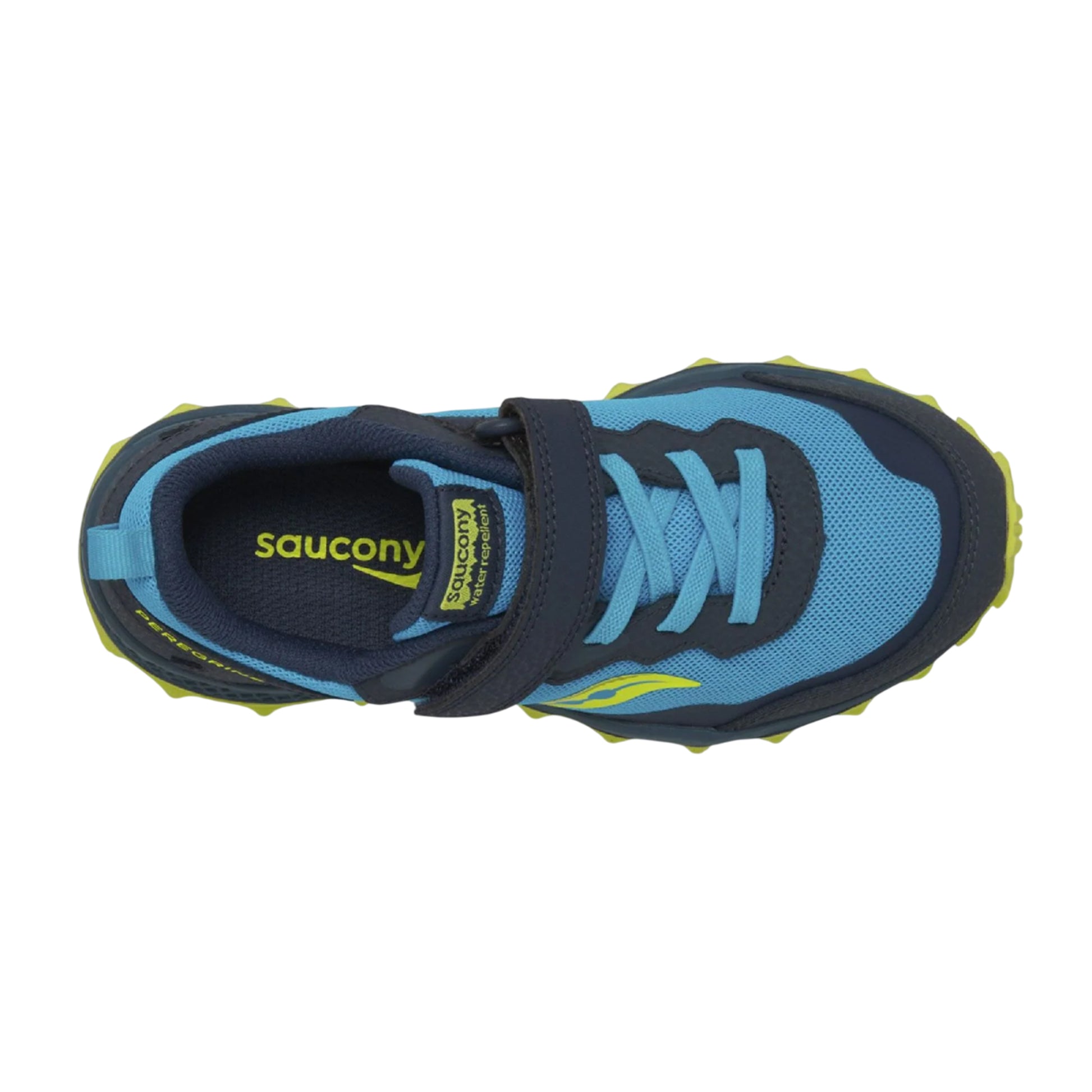 Navy-Yellow - Lifestyle - Saucony Childrens-Kids Peregrine 15 Running Trainers
