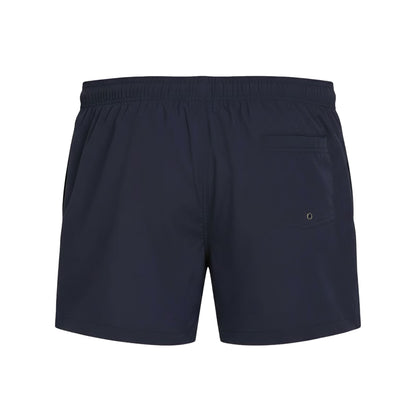 Dark Blue - Back - Hugo Mens Haiti Contrast Logo Swim Shorts