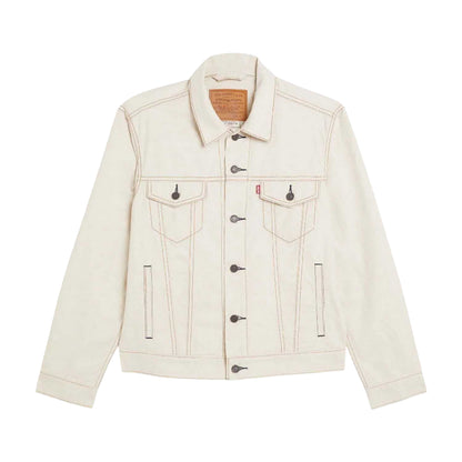 Cream - Front - Levis Mens The Linen+ Denim Trucker Jacket