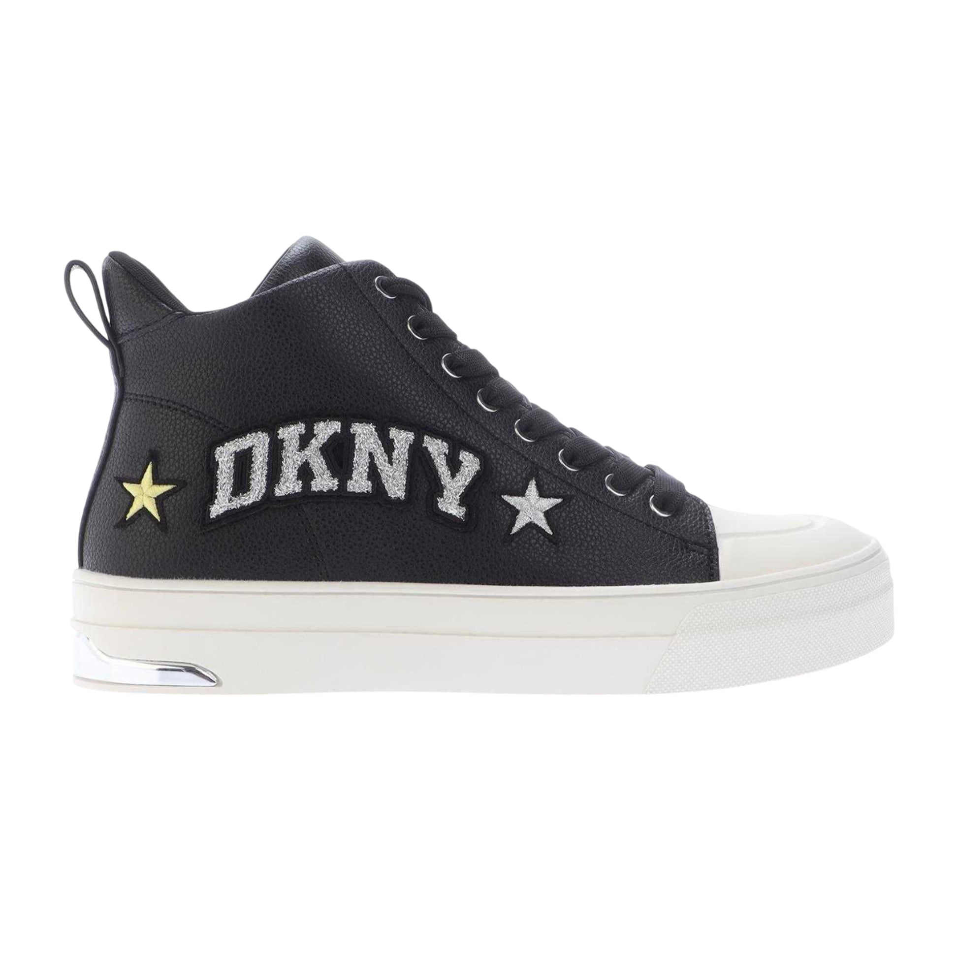 Black - Front - DKNY Womens-Ladies Yaser Star Leather Lace Up Ankle Boots