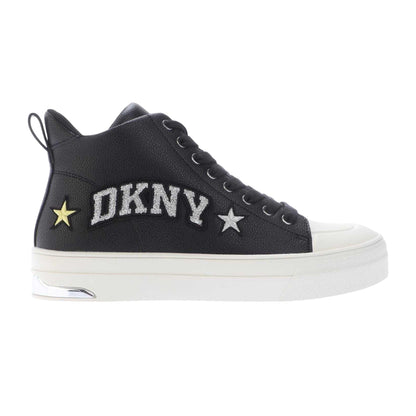 Black - Front - DKNY Womens-Ladies Yaser Star Leather Lace Up Ankle Boots