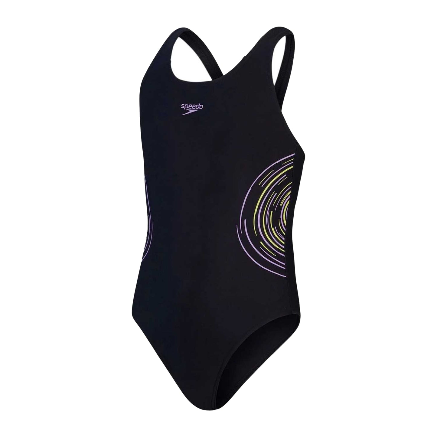 Black-Purple - Front - Speedo Childrens-Kids Muscleback One Piece Swimsuit