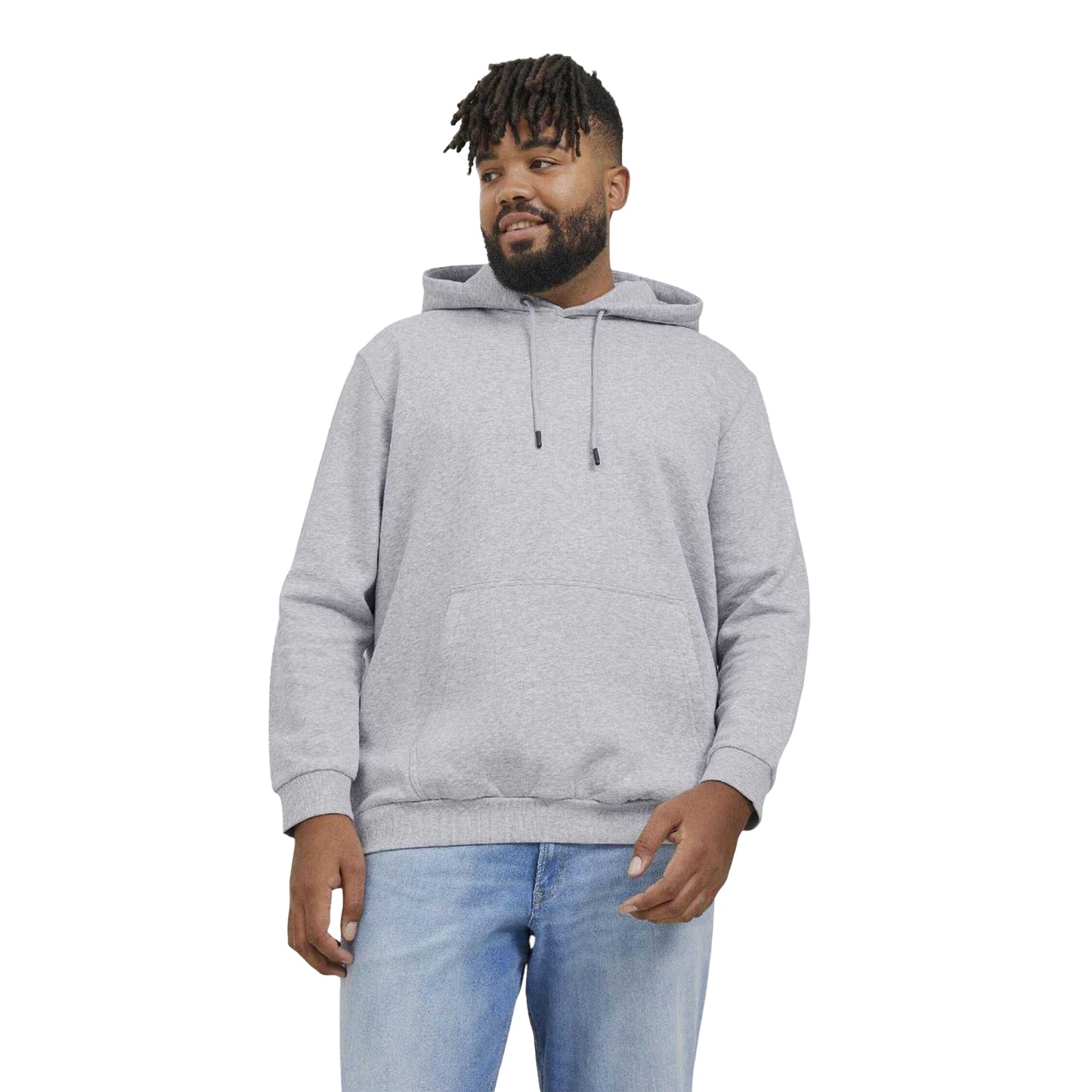 Grey - Side - Jack And Jones Mens Bradley Plus Hoodie