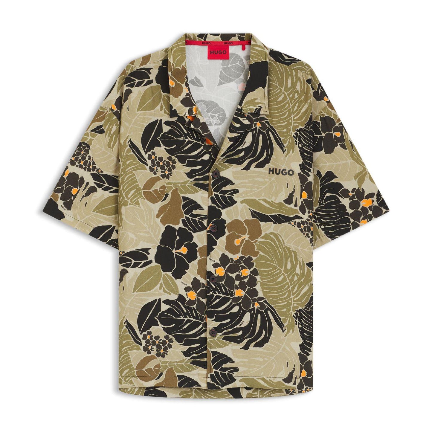 Green - Front - Hugo Boss Mens Floral Pattern Shirt