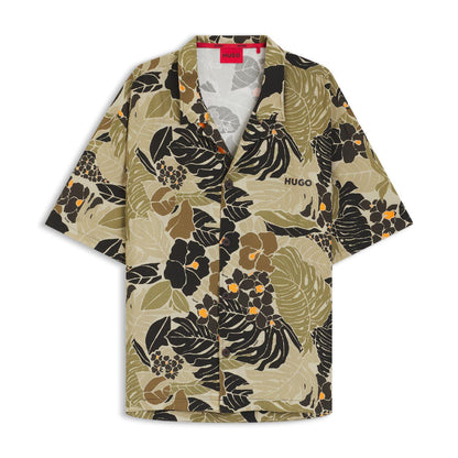 Green - Front - Hugo Boss Mens Floral Pattern Shirt