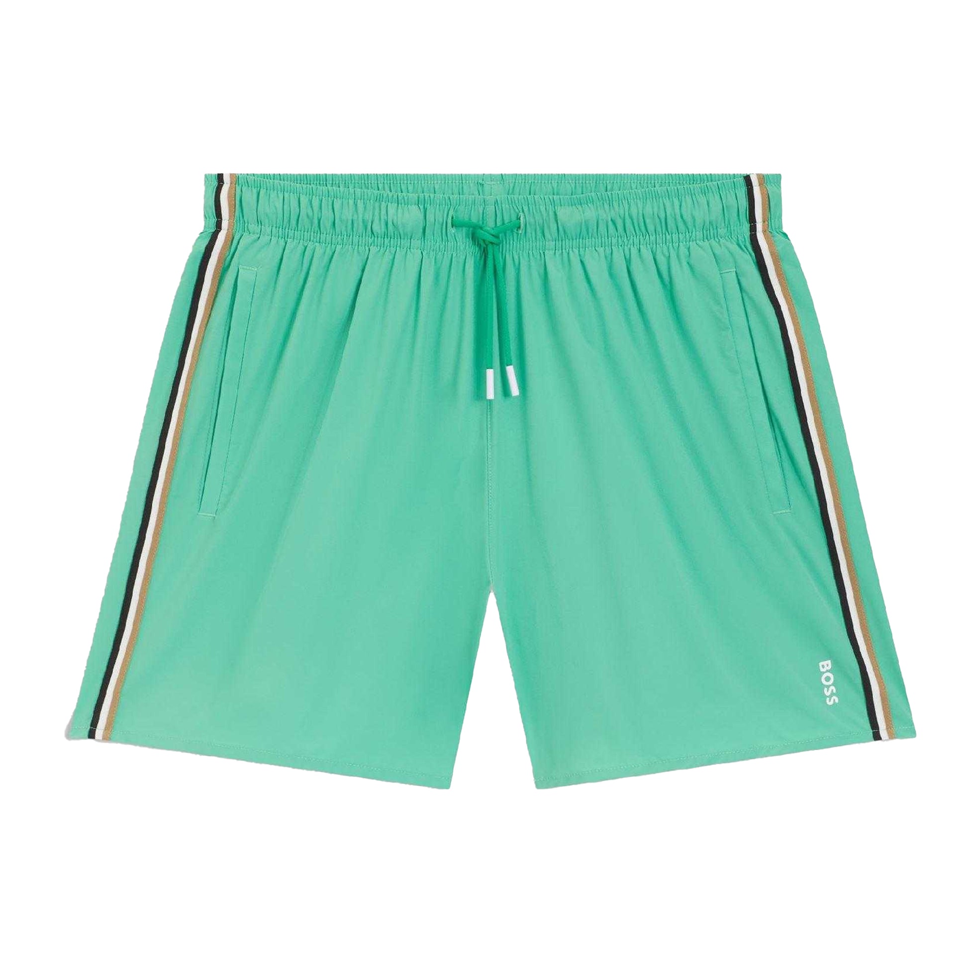 Green - Front - Boss Mens Iconic Logo Swim Shorts