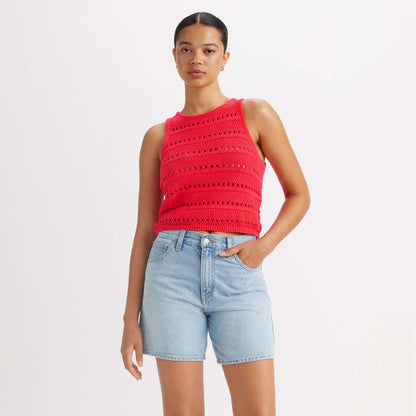 Red - Back - Levis Womens-Ladies Superbloom Crochet Standard Tank Top