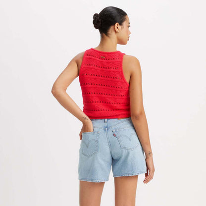Red - Side - Levis Womens-Ladies Superbloom Crochet Standard Tank Top
