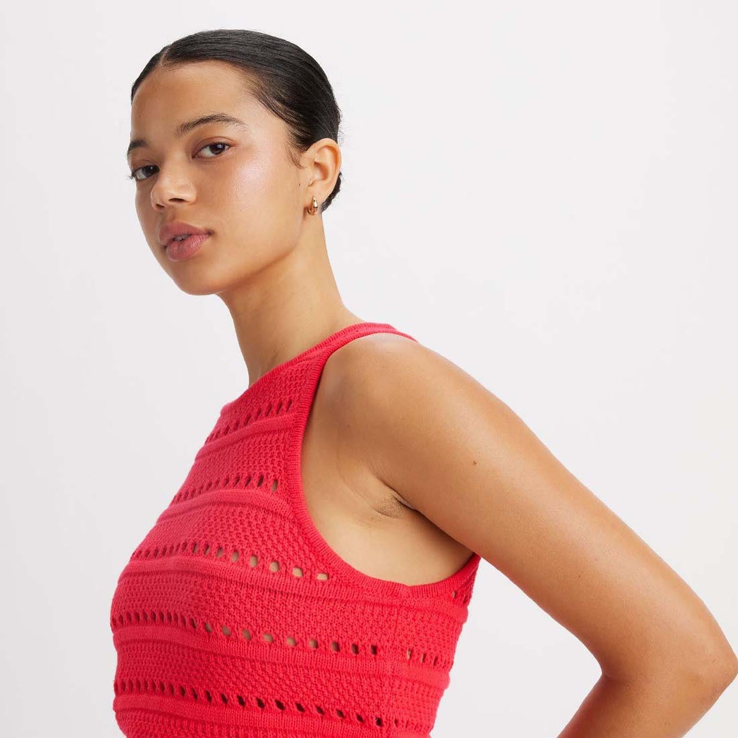Red - Lifestyle - Levis Womens-Ladies Superbloom Crochet Standard Tank Top