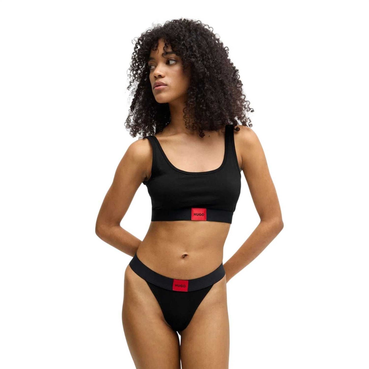 Black - Side - Hugo Womens-Ladies Red Label Logo Bralette