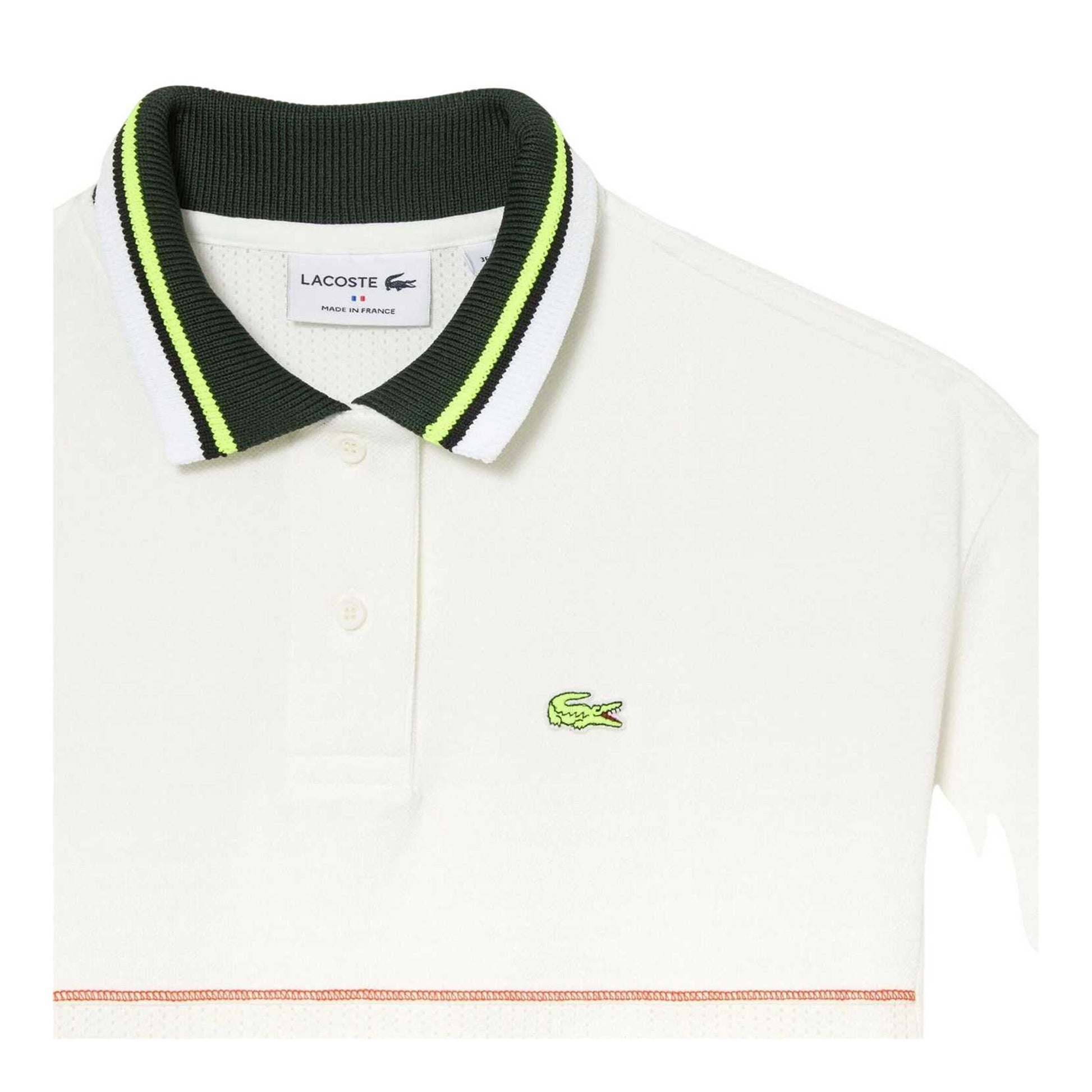Cream - Back - Lacoste Womens-Ladies French Made Logo Cotton Polo Shirt Dress