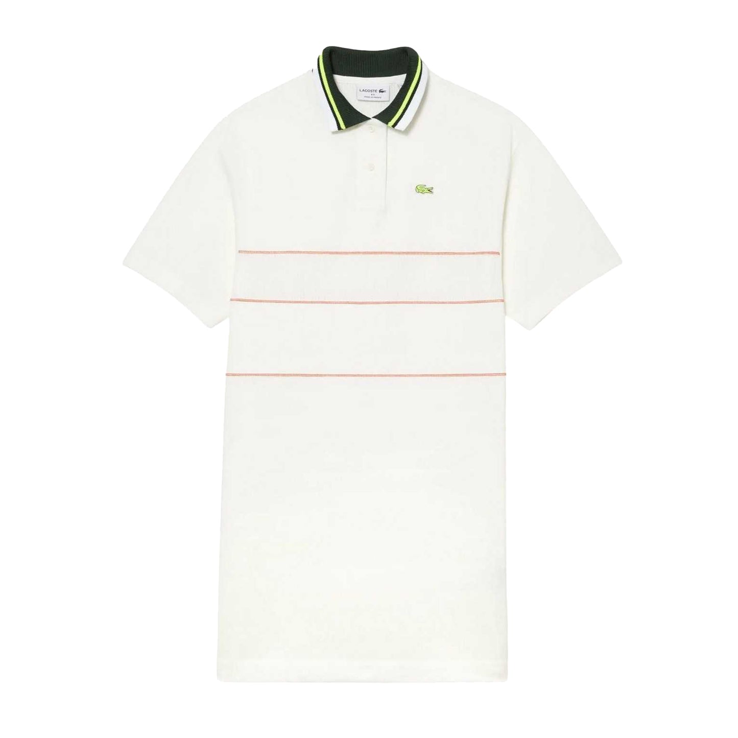 Cream - Front - Lacoste Womens-Ladies French Made Logo Cotton Polo Shirt Dress