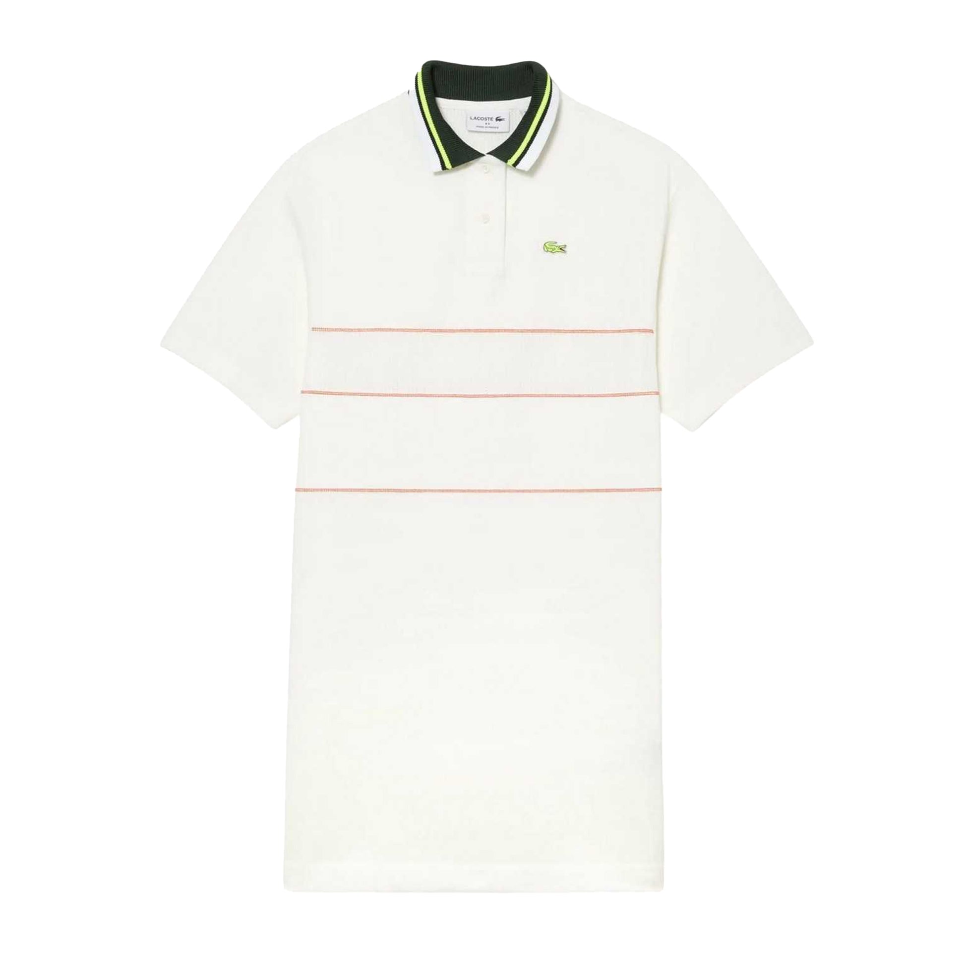 Cream - Front - Lacoste Womens-Ladies French Made Logo Cotton Polo Shirt Dress