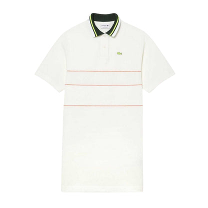 Cream - Front - Lacoste Womens-Ladies French Made Logo Cotton Polo Shirt Dress