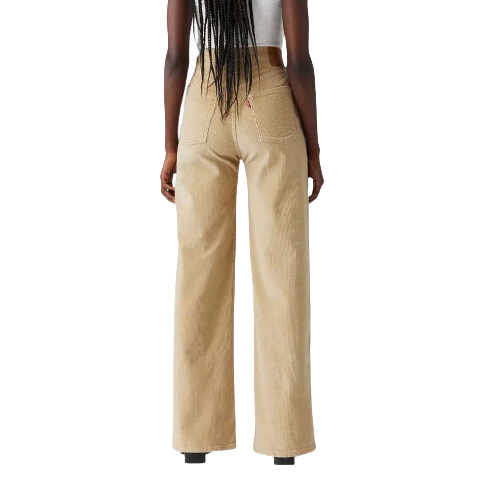 Beige - Back - Levis Womens-Ladies Ribcage Wide Leg Trousers
