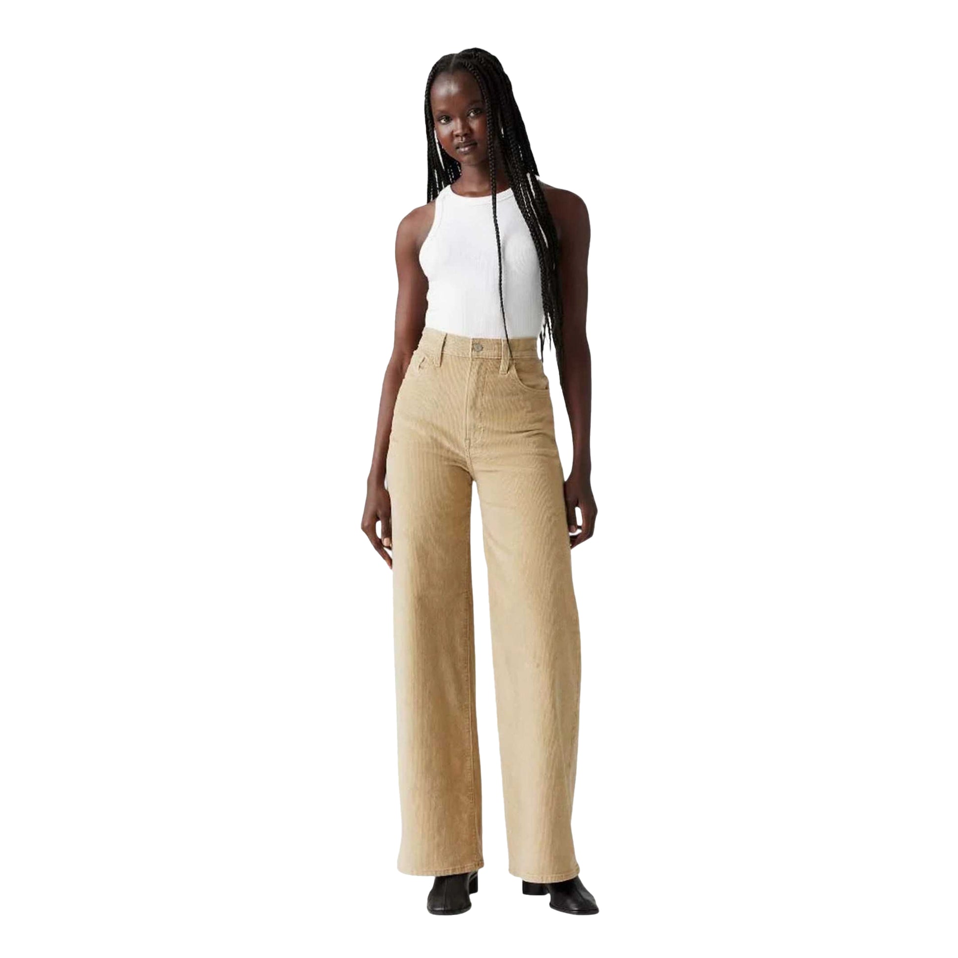 Beige - Lifestyle - Levis Womens-Ladies Ribcage Wide Leg Trousers