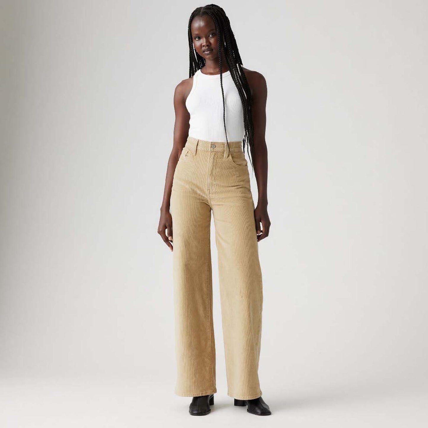 Beige - Pack Shot - Levis Womens-Ladies Ribcage Wide Leg Trousers