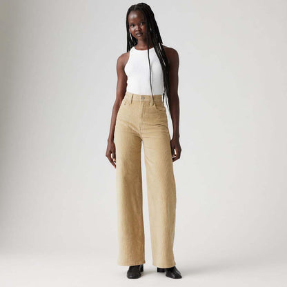 Beige - Pack Shot - Levis Womens-Ladies Ribcage Wide Leg Trousers