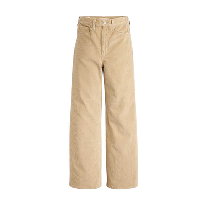 Beige - Front - Levis Womens-Ladies Ribcage Wide Leg Trousers