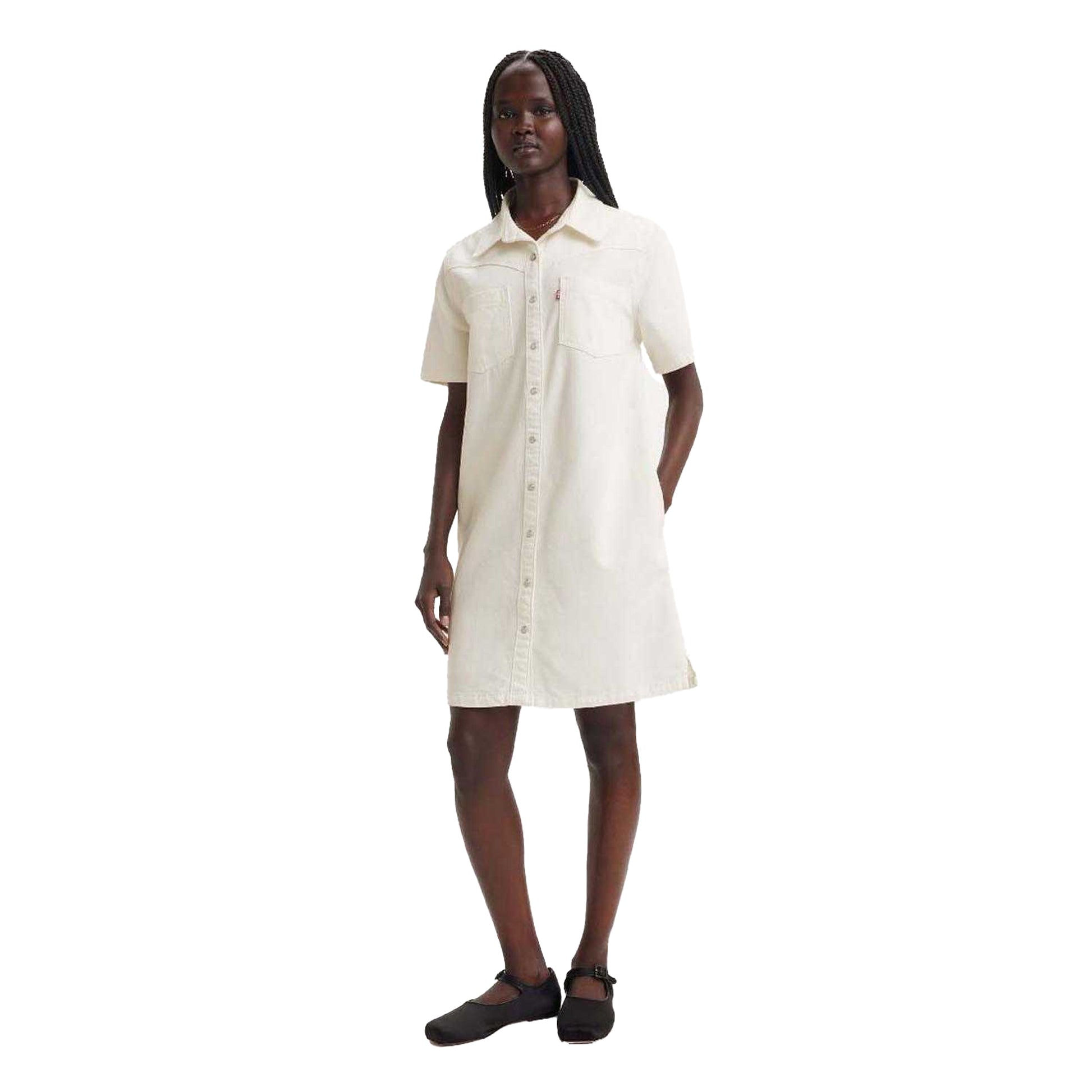 White - Lifestyle - Levis Womens-Ladies Louisa Denim Dress