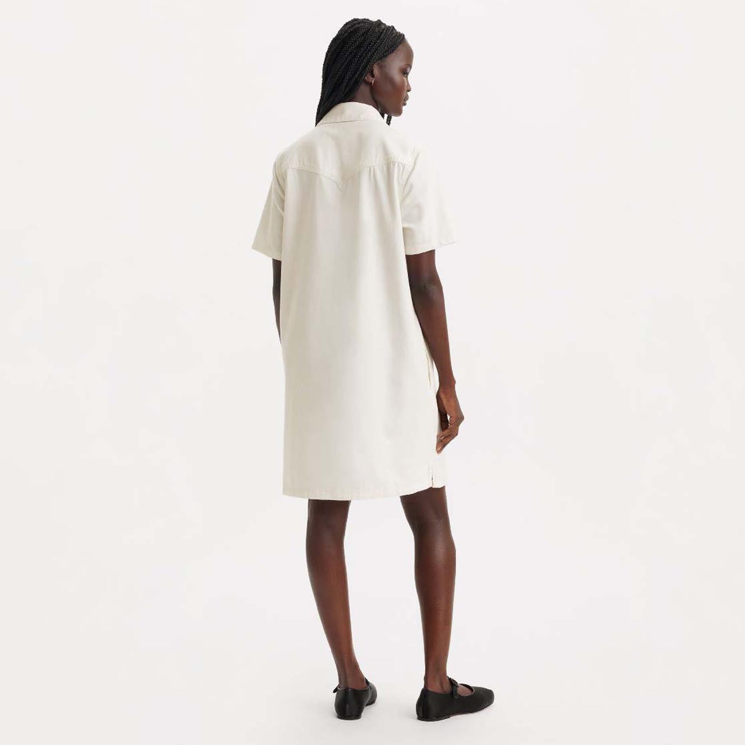 White - Pack Shot - Levis Womens-Ladies Louisa Denim Dress