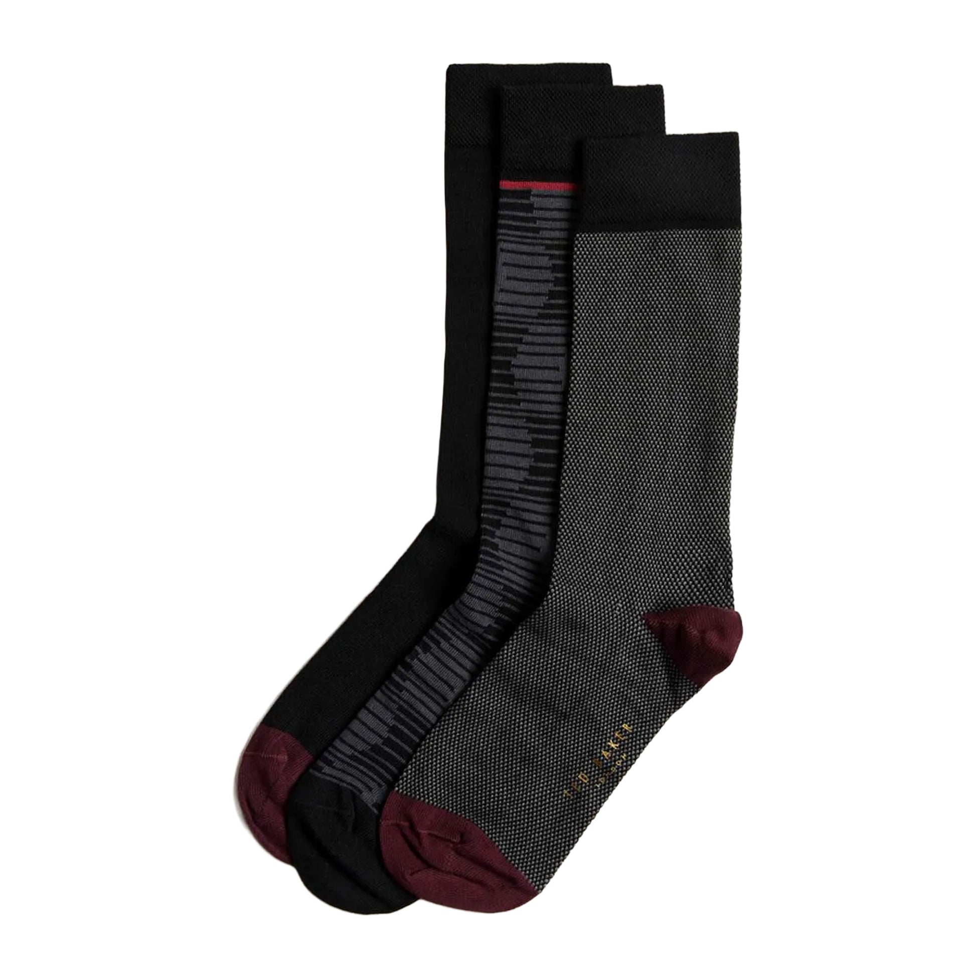 Black-Grey - Front - Ted Baker Unisex Adult Hoptiot Socks (Pack of 3)