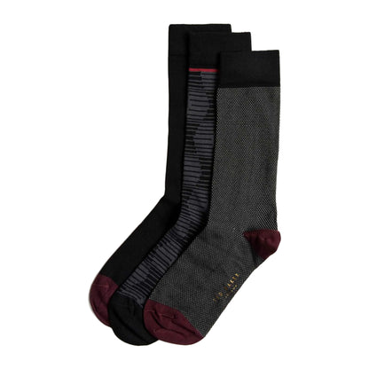 Black-Grey - Front - Ted Baker Unisex Adult Hoptiot Socks (Pack of 3)