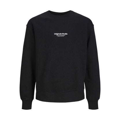 Black - Front - Jack And Jones Boys Vesrebro Crew Neck Sweatshirt