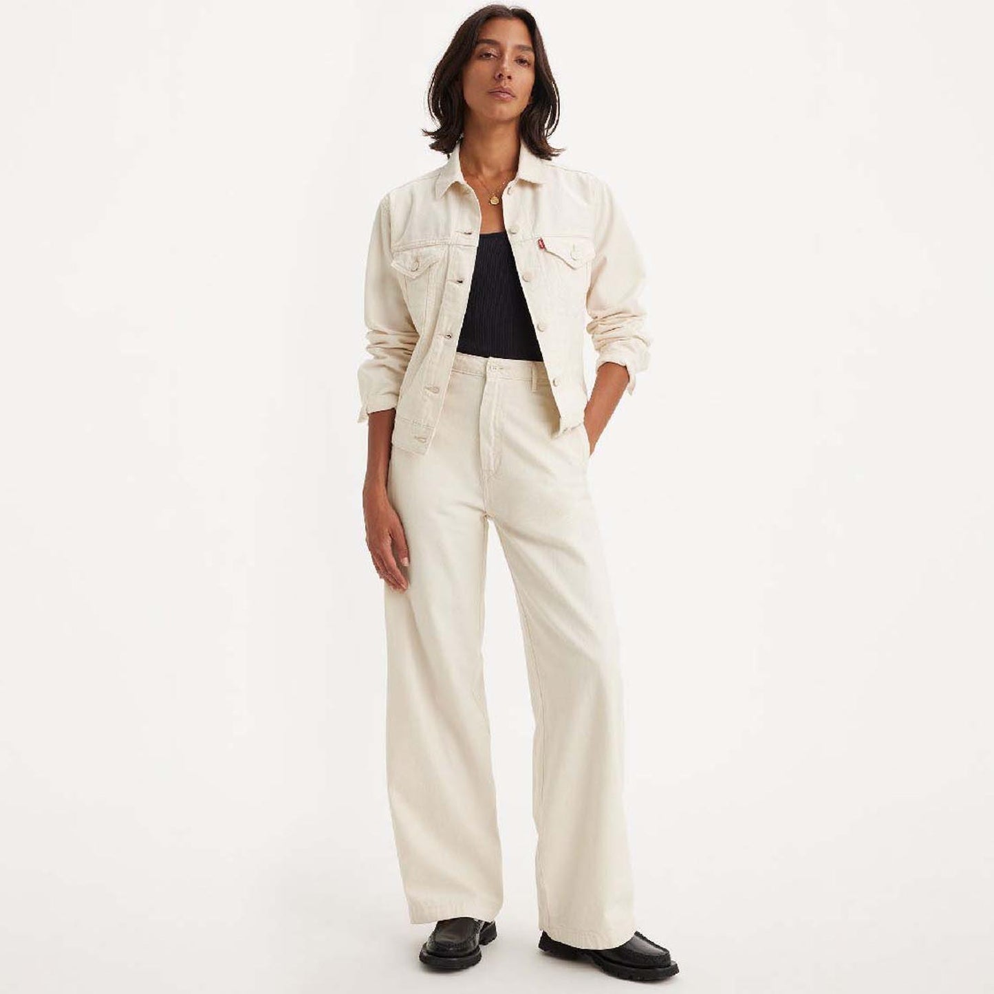Cream - Close up - Levis Womens-Ladies Wellthread Soft Trousers