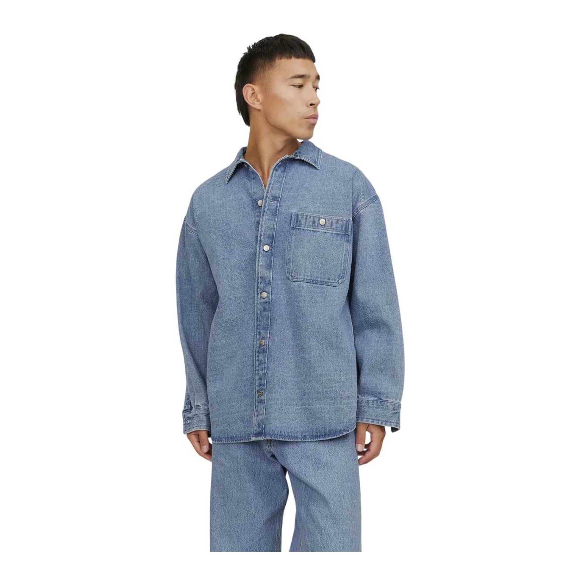 Blue - Side - Jack And Jones Mens Santorini Long-Sleeved Shirt