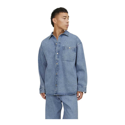 Blue - Side - Jack And Jones Mens Santorini Long-Sleeved Shirt