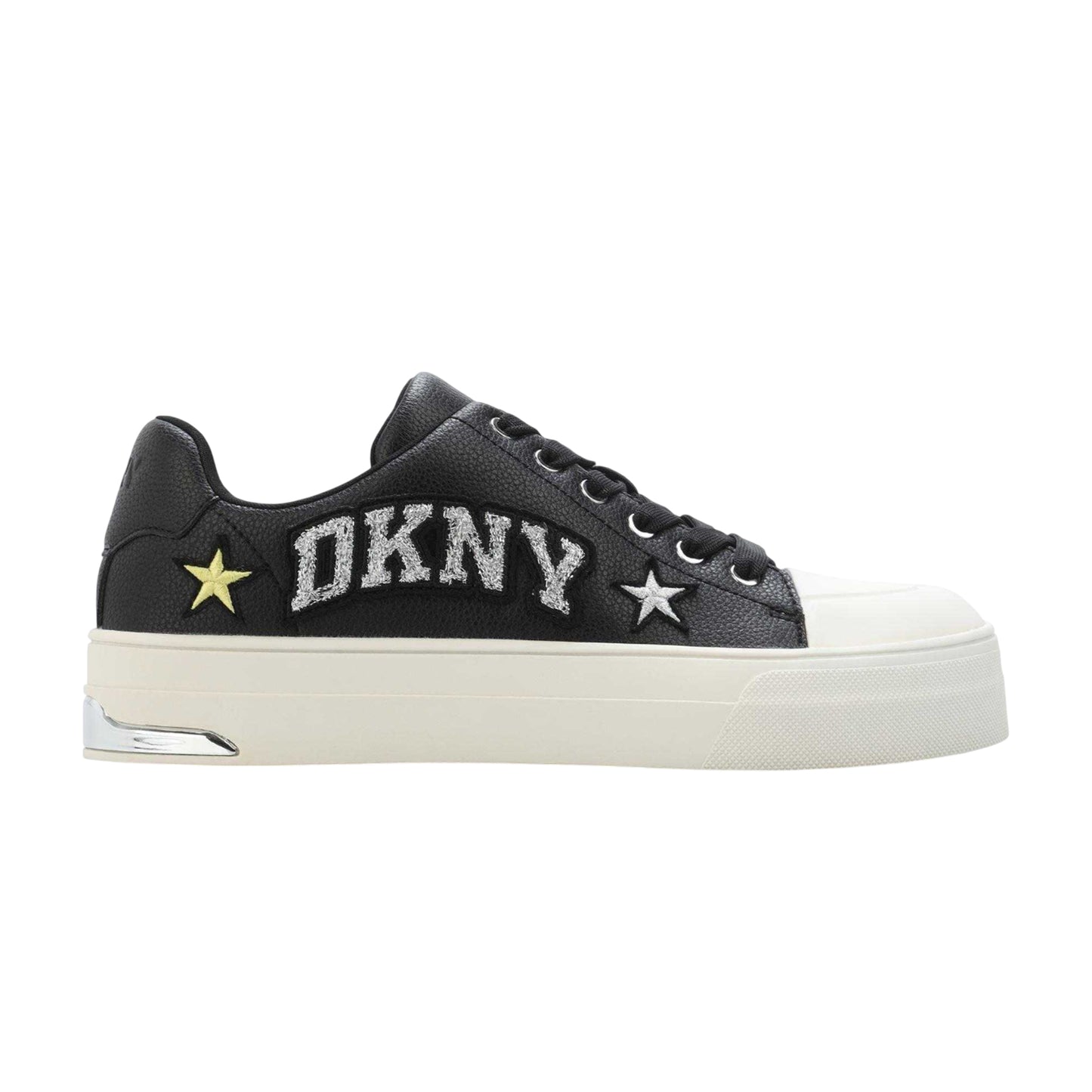 Black - Front - DKNY Womens-Ladies York Star Leather Trainers