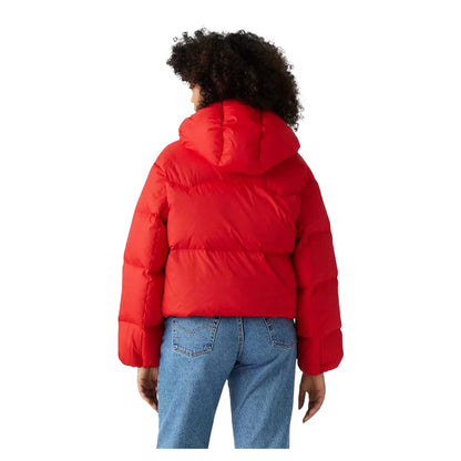 Red - Back - Levis Womens-Ladies Western Short Bubble Puffer Jacket
