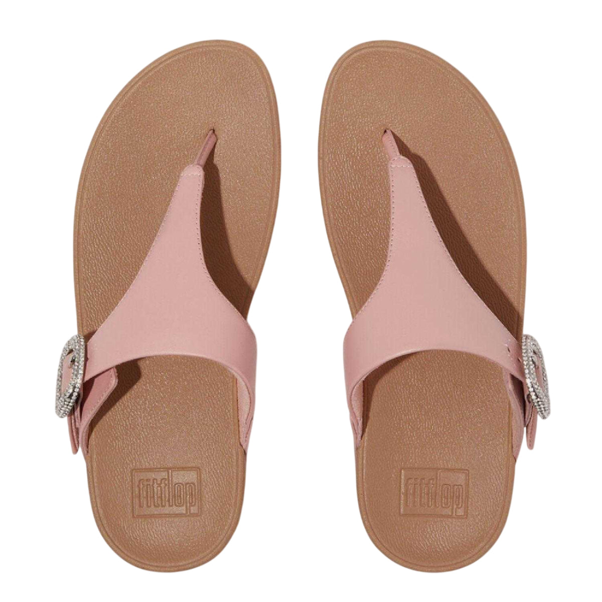 Beige - Side - Fit Flop Womens-Ladies Lulu Crystal Leather Buckle Sandals