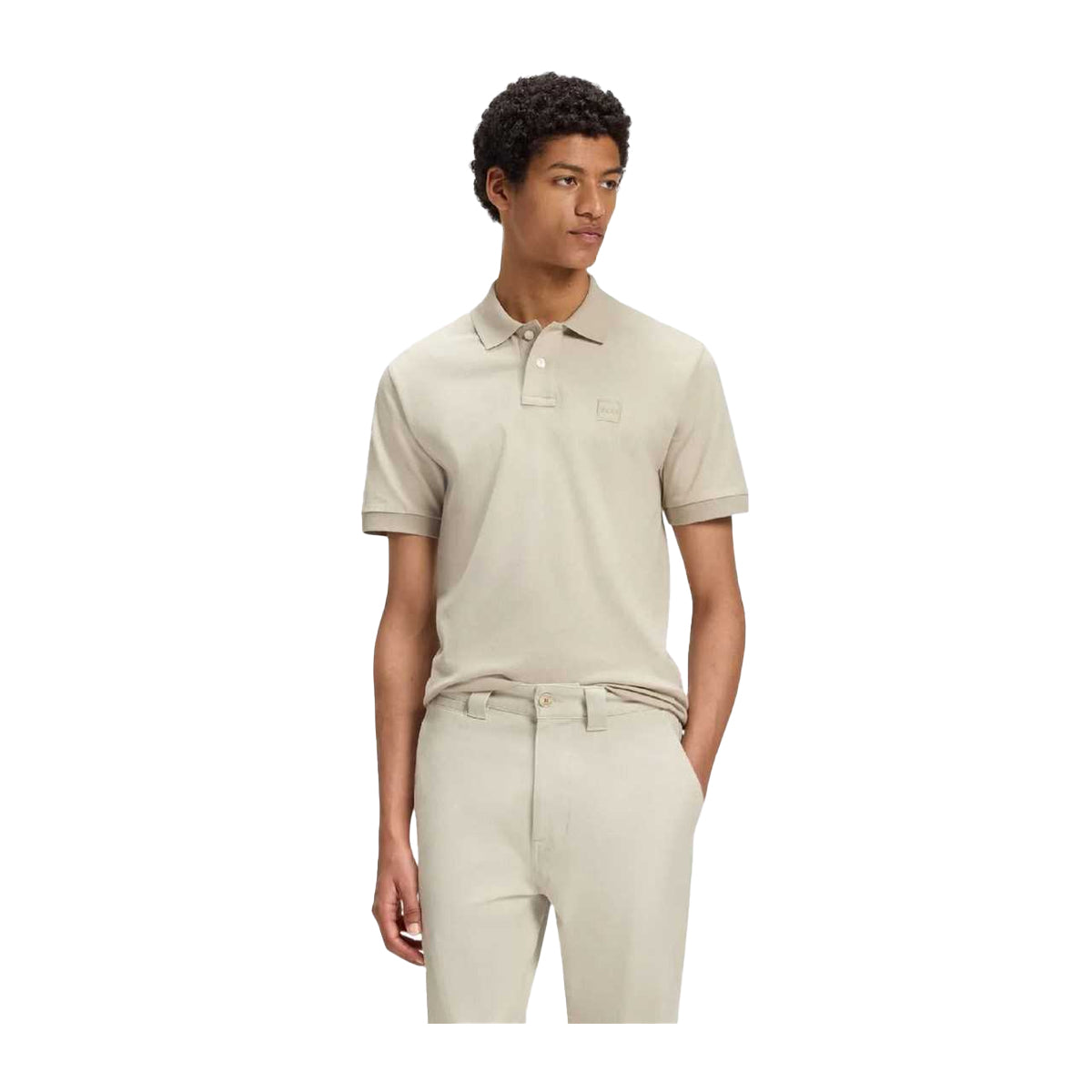 Beige - Back - Boss Mens Passenger Logo Slim Polo Shirt