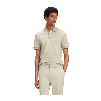 Beige - Back - Boss Mens Passenger Logo Slim Polo Shirt