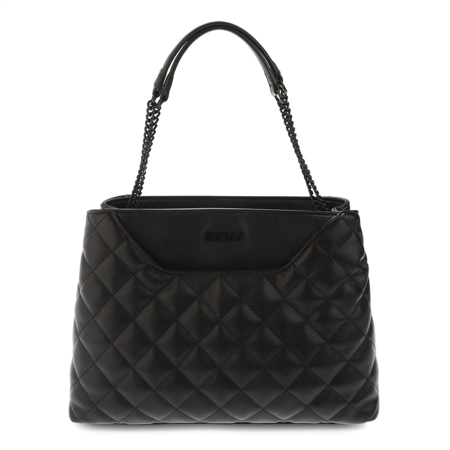 Black - Front - DKNY Nikki Leather Tote Bag
