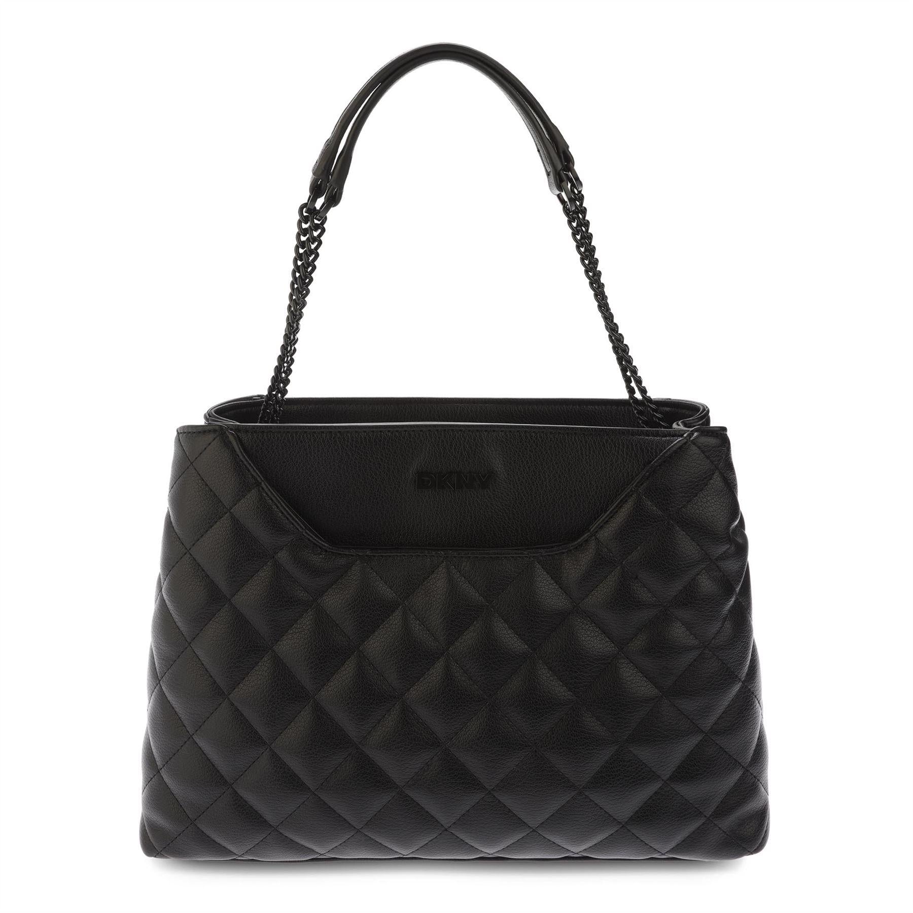 Black - Front - DKNY Nikki Leather Tote Bag