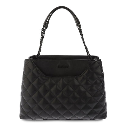 Black - Front - DKNY Nikki Leather Tote Bag