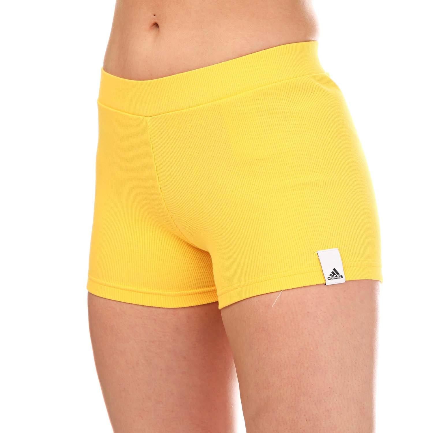 Gold - Side - Adidas Womens-Ladies Terrycloth Lounge Shorts