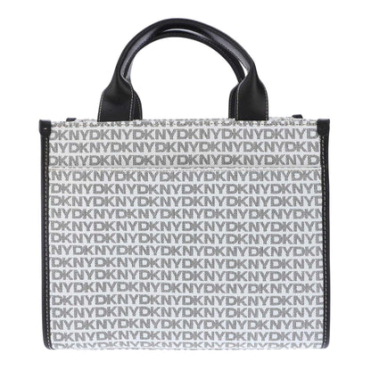 White-Black - Back - DKNY Hadlee Repeat Logo Tote Bag