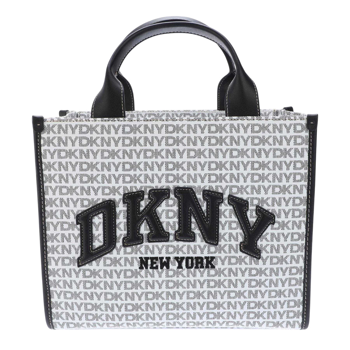 White-Black - Front - DKNY Hadlee Repeat Logo Tote Bag