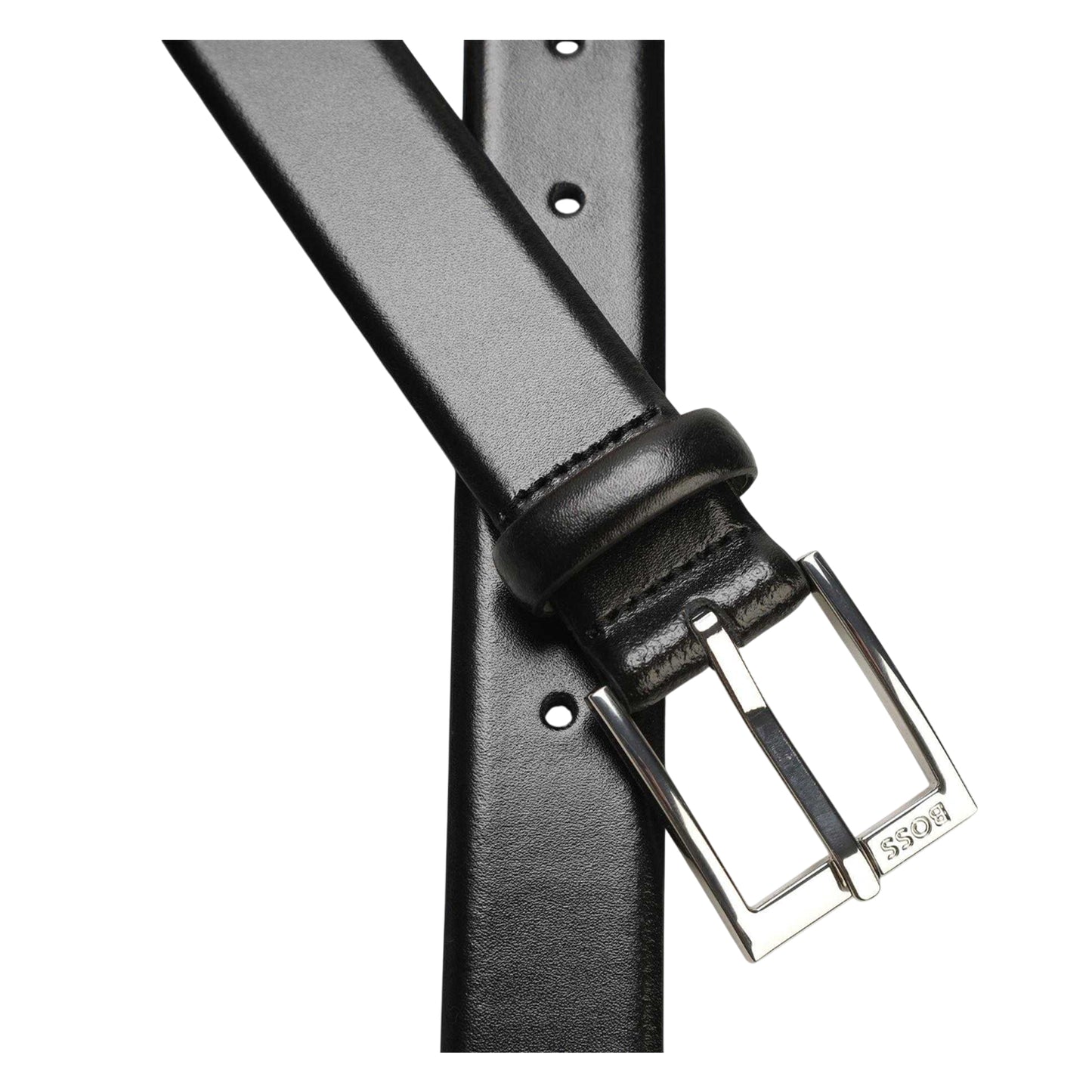 Black - Back - Boss Mens Elloy Leather Belt