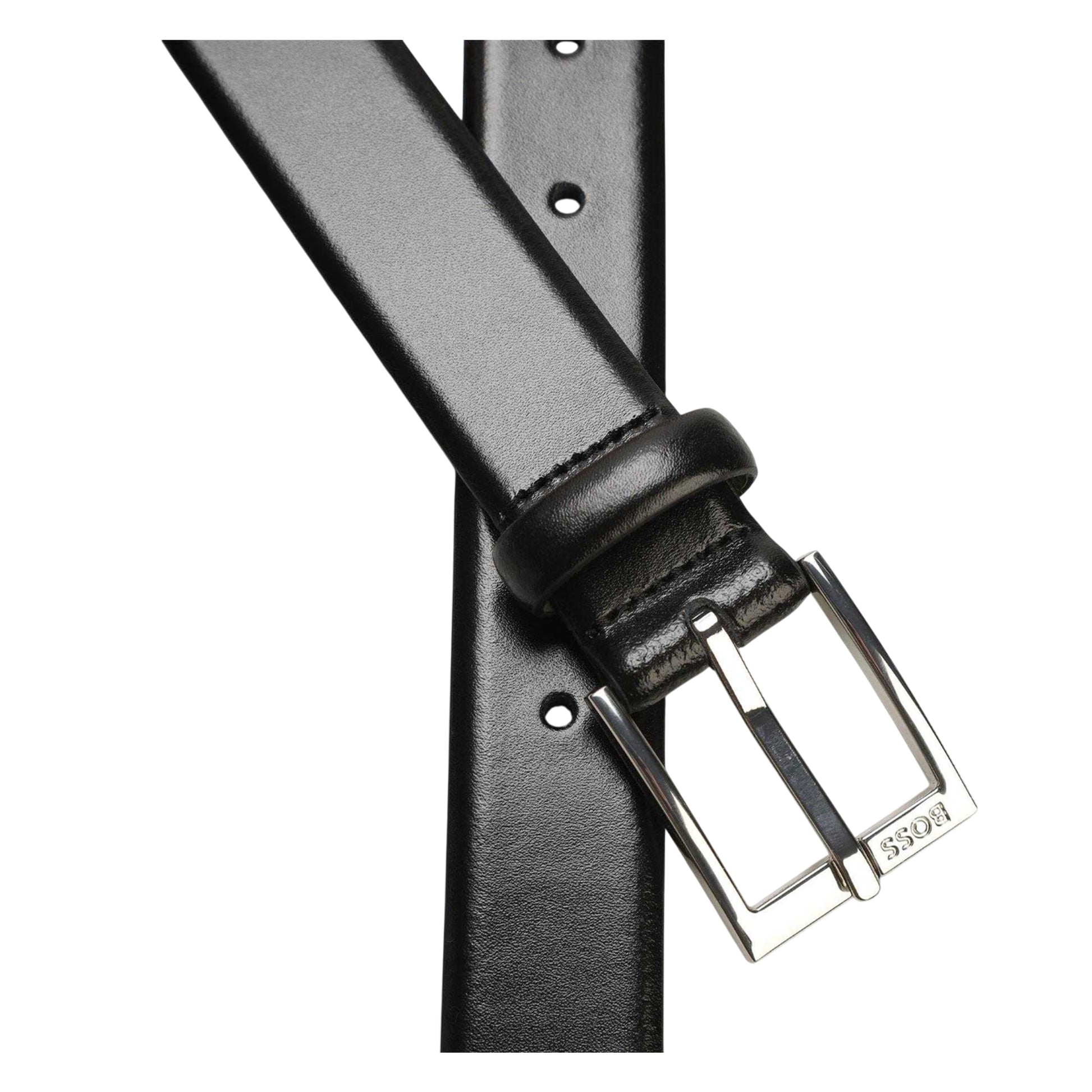 Black - Back - Boss Mens Elloy Leather Belt