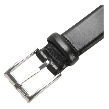 Black - Side - Boss Mens Elloy Leather Belt